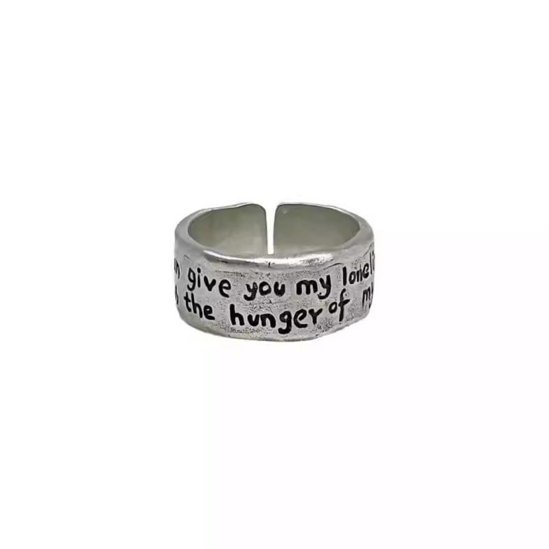 Lettering Open Alloy Ring Irregular