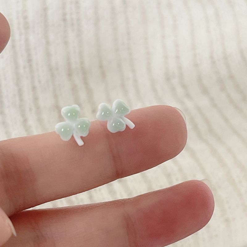 Ceramic Stud Earring Pairs: / Clover 4 Leaf Whale Apple