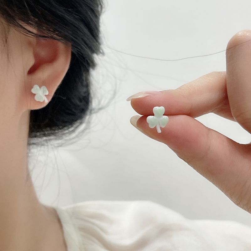 Ceramic Stud Earring Pairs: / Clover 4 Leaf Whale Apple