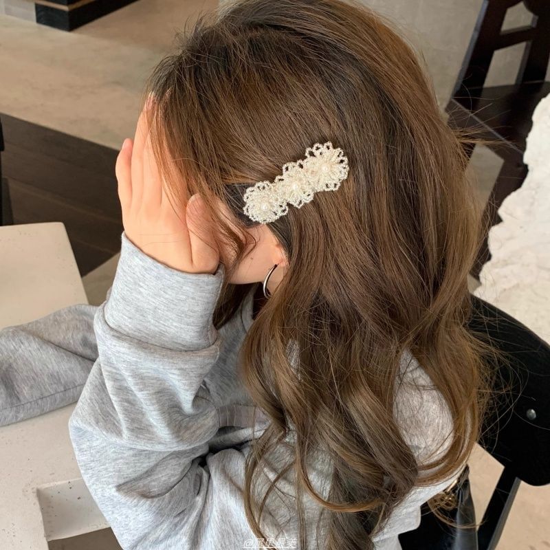 Crystal Faux Clip Hair Alloy Floral Pearl