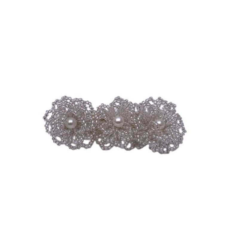 Crystal Faux Clip Hair Alloy Floral Pearl