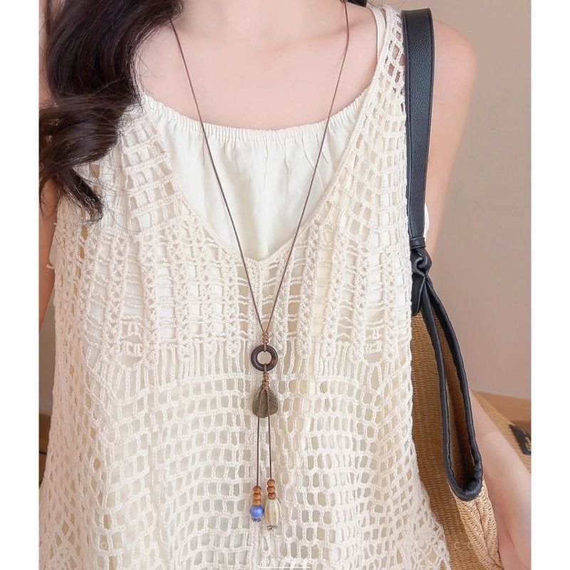 Hoop Cord Necklace Pendant Leaf