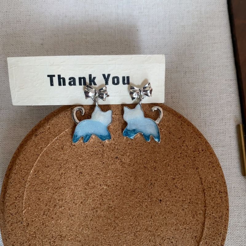 Earring Gradient Cat Alloy Drop Resin