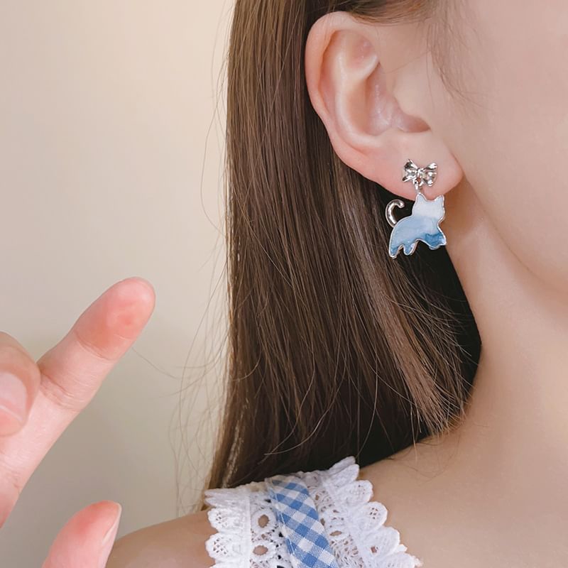 Earring Gradient Cat Alloy Drop Resin