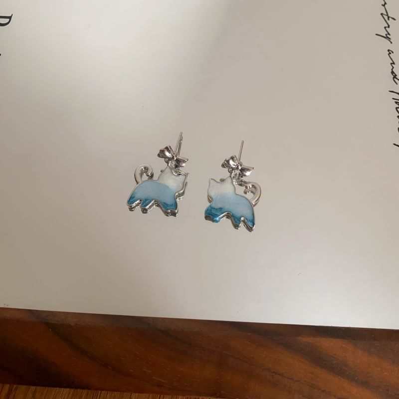 Earring Gradient Cat Alloy Drop Resin