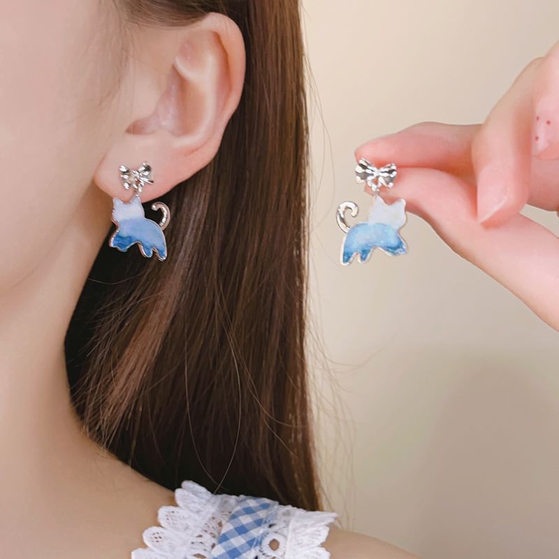 Earring Gradient Cat Alloy Drop Resin