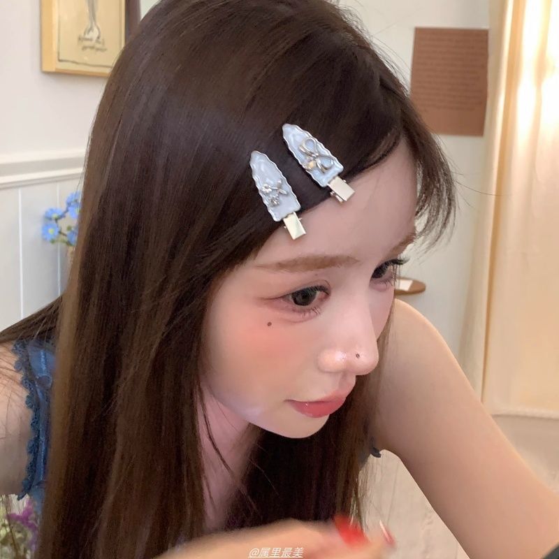 2: Bow Clip Alloy Cherry Set Rhinestone Hair of /