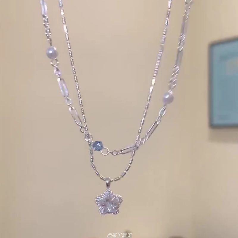 Star Choker Faux Pendant Alloy Crystal Layered