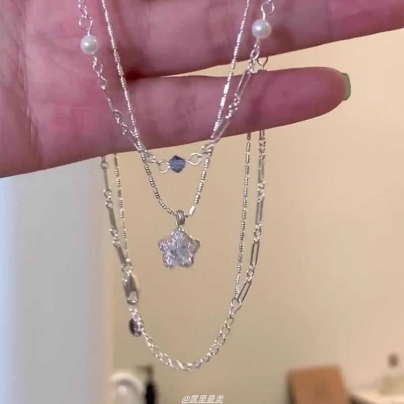 Star Choker Faux Pendant Alloy Crystal Layered