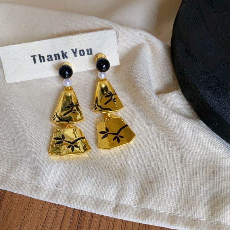 Dangle Earring Alloy Pearl Branches Faux Geometric