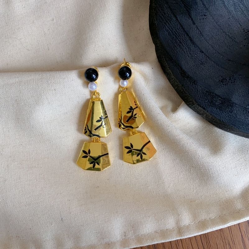 Dangle Earring Alloy Pearl Branches Faux Geometric