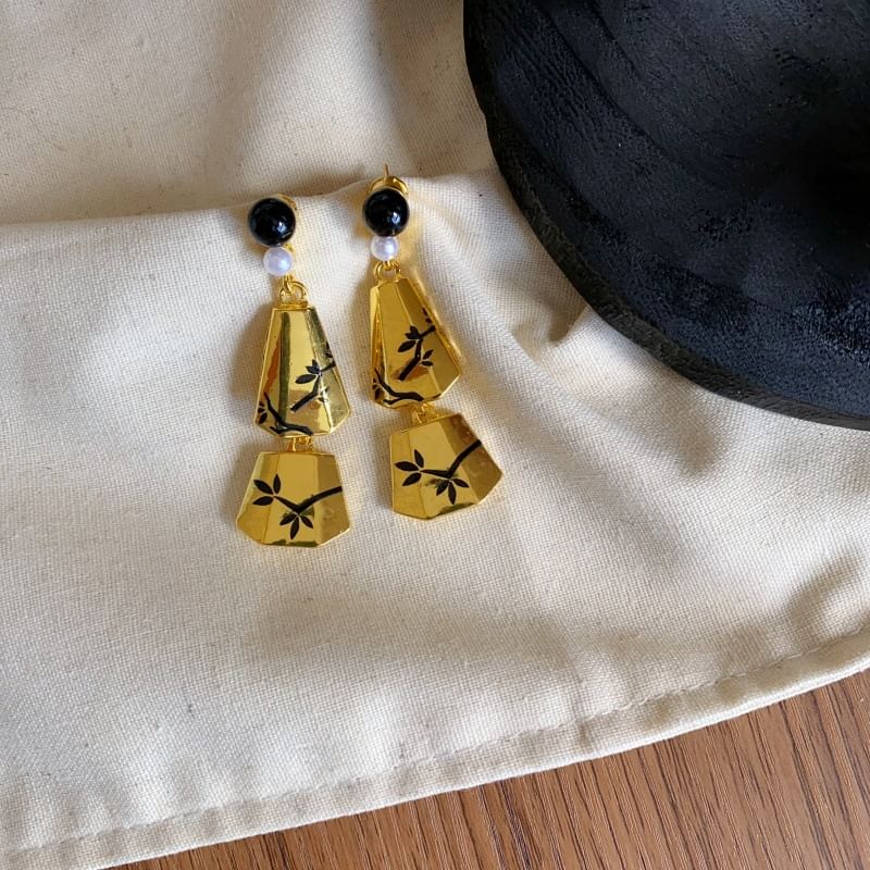 Dangle Earring Alloy Pearl Branches Faux Geometric