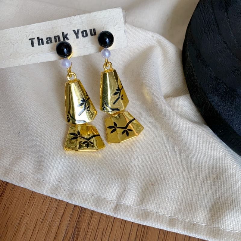 Dangle Earring Alloy Pearl Branches Faux Geometric