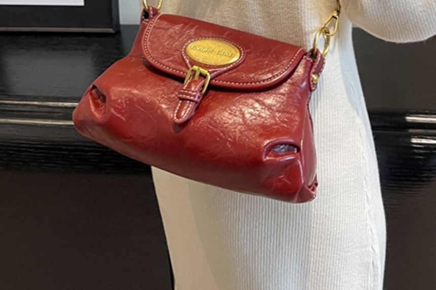 Flap Bag Crossbody Buckled Leather Faux