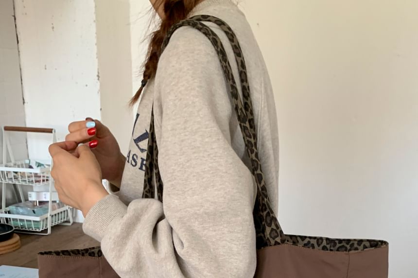 Print Bag Panel Tote Leopard
