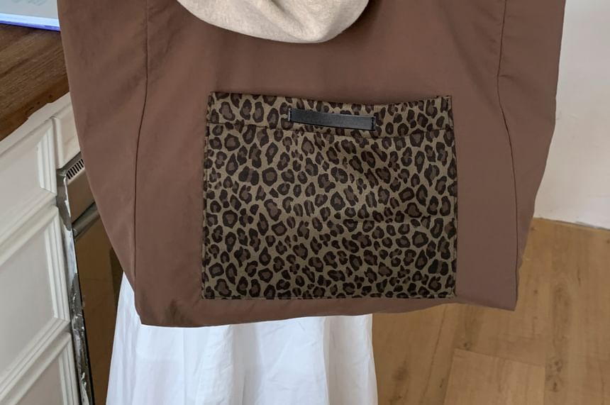 Print Bag Panel Tote Leopard