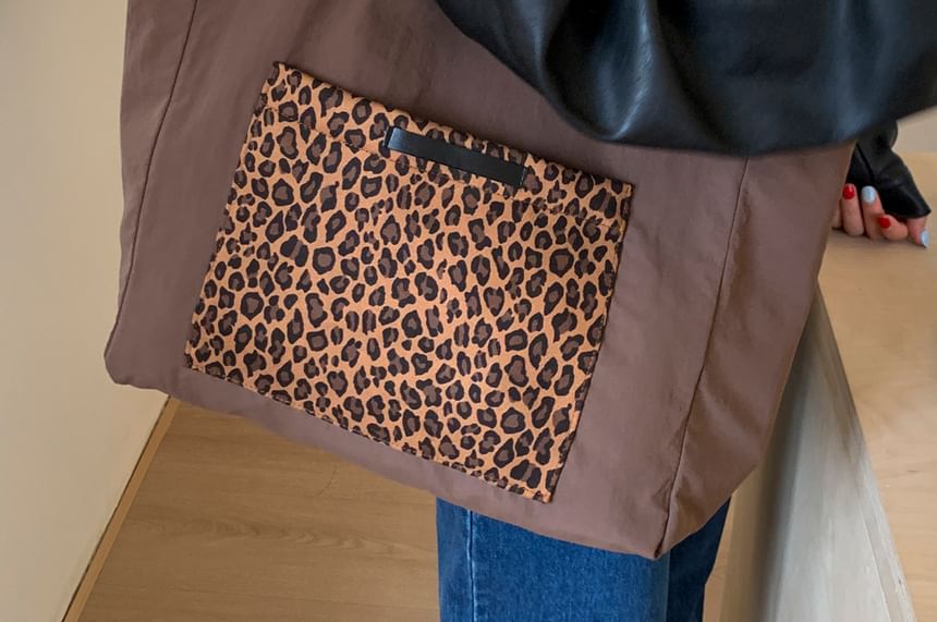Print Bag Panel Tote Leopard