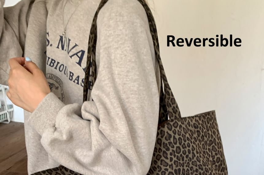 Print Bag Panel Tote Leopard
