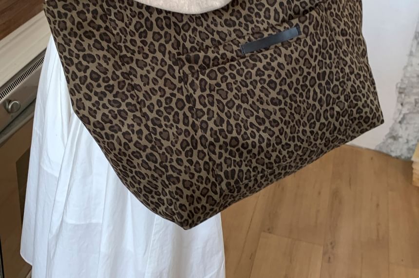 Print Bag Panel Tote Leopard