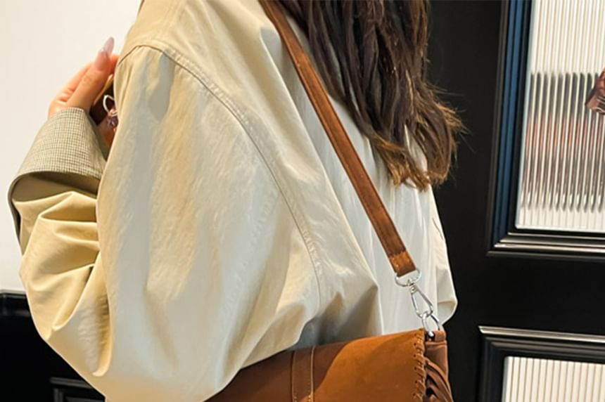 Faux Bag Saddle Suede Crossbody Fringe