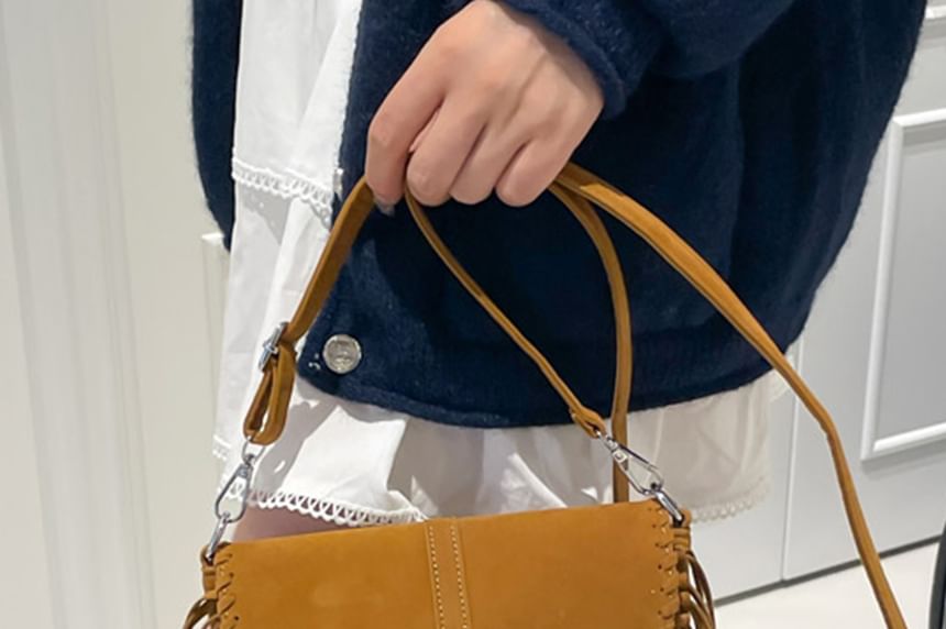 Faux Bag Saddle Suede Crossbody Fringe