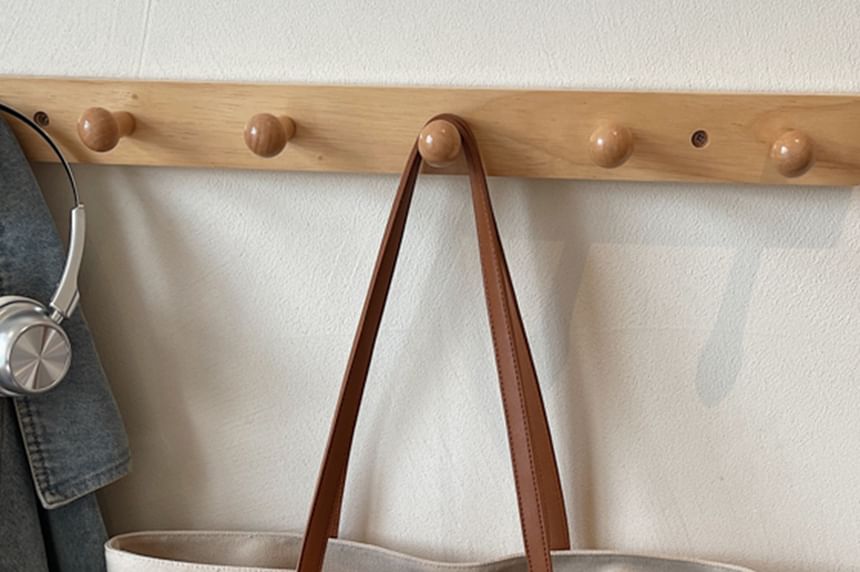 Embroidered Striped Canvas Lettering Tote Bag