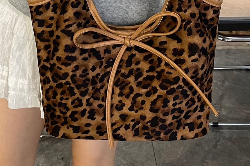 Bow Tote Leopard Bag Print