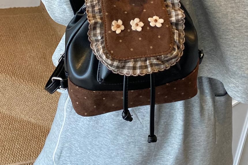 Panel Dotted Small Backpack Floral Ruffle