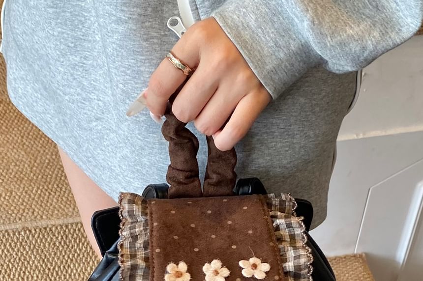 Panel Dotted Small Backpack Floral Ruffle
