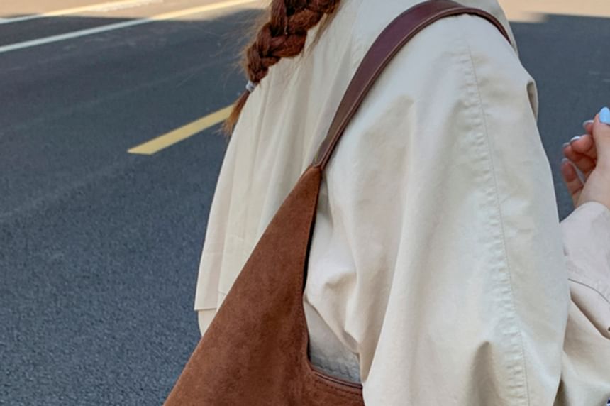 Pouch Tote Suede Faux Bag With