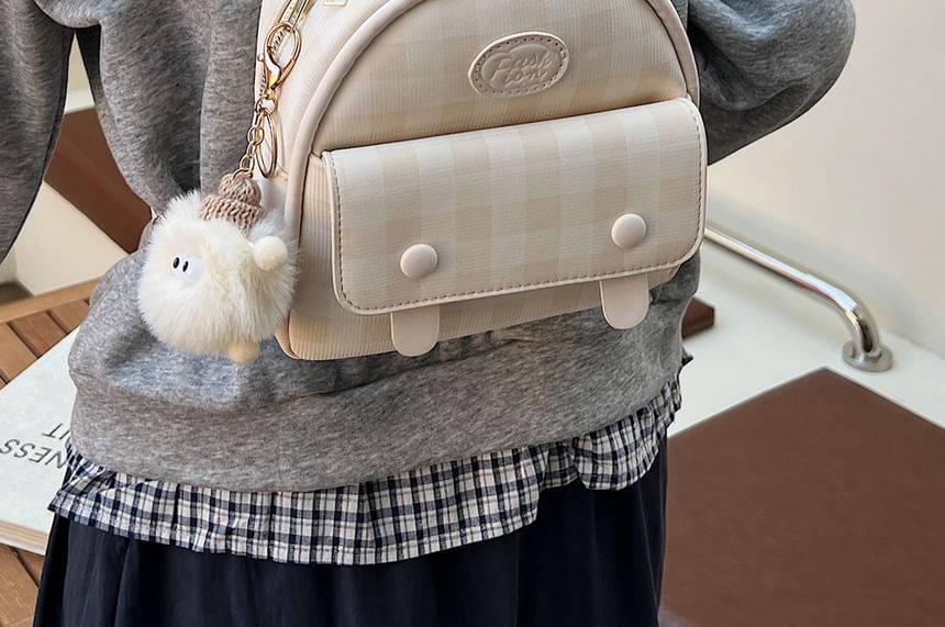 Flap Faux Leather Plaid Backpack
