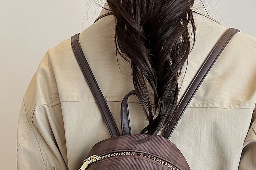 Flap Faux Leather Plaid Backpack