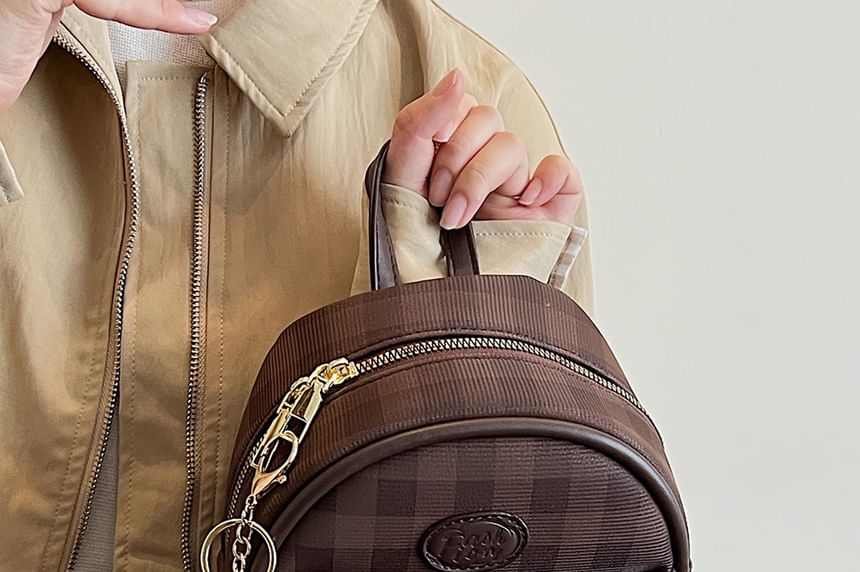 Flap Faux Leather Plaid Backpack