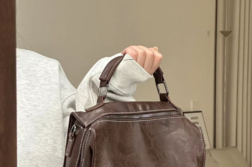 Backpack Faux Leather Buckled