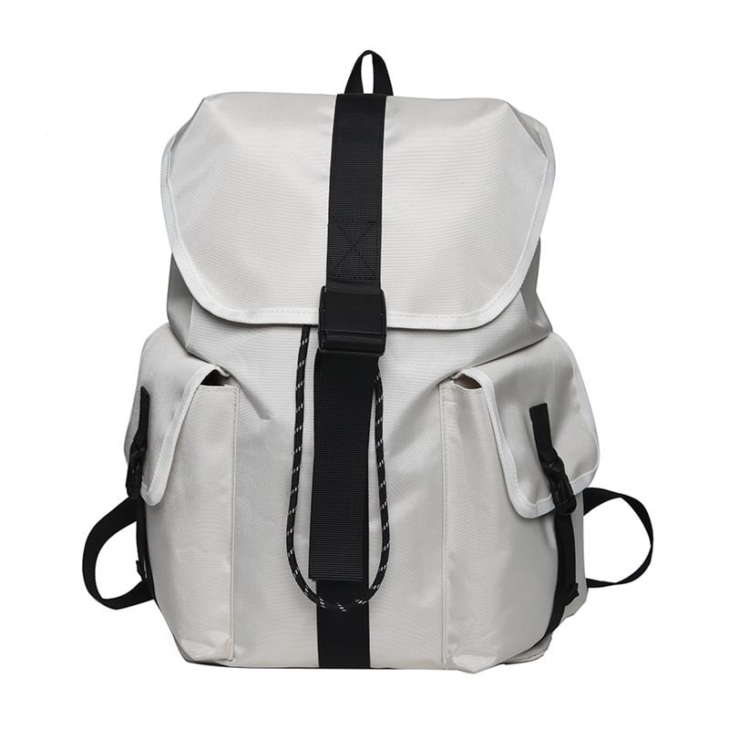 Backpack Drawstring Buckled Plain Unisex Nylon