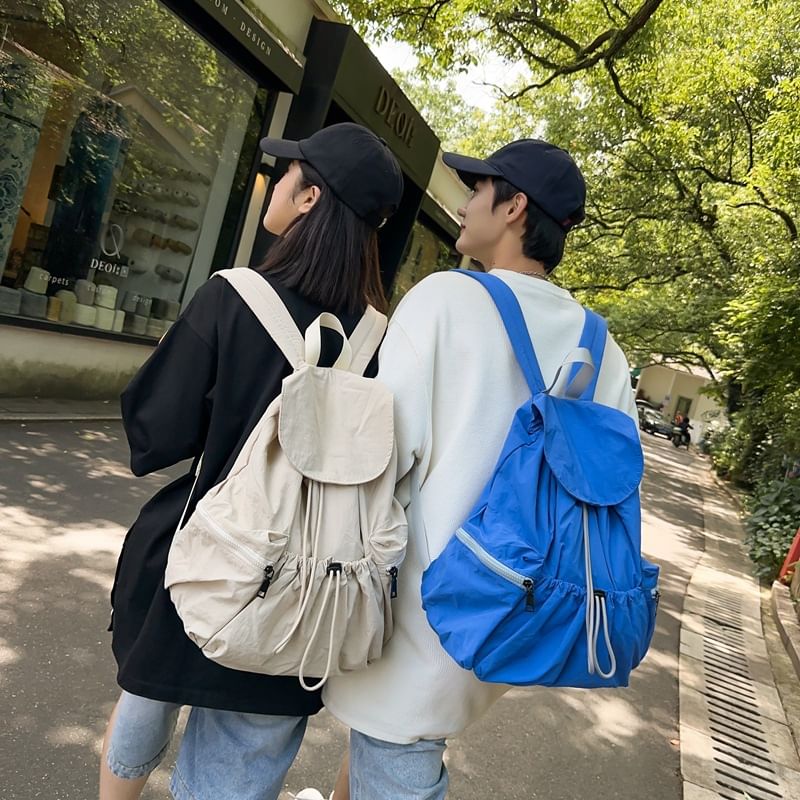 Backpack Drawstring Plain Unisex Nylon