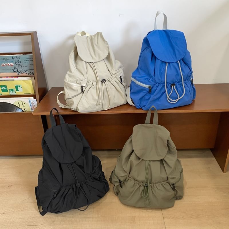Backpack Drawstring Plain Unisex Nylon