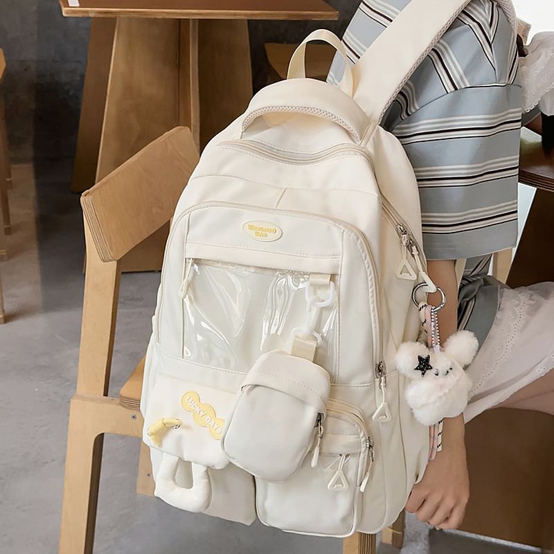 Nylon Panel Backpack Purse Coin PVC Buckled Applique With