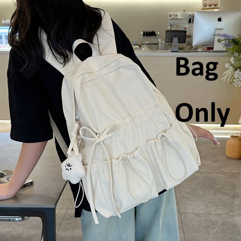 Backpack Bow Nylon Plain Drawstring