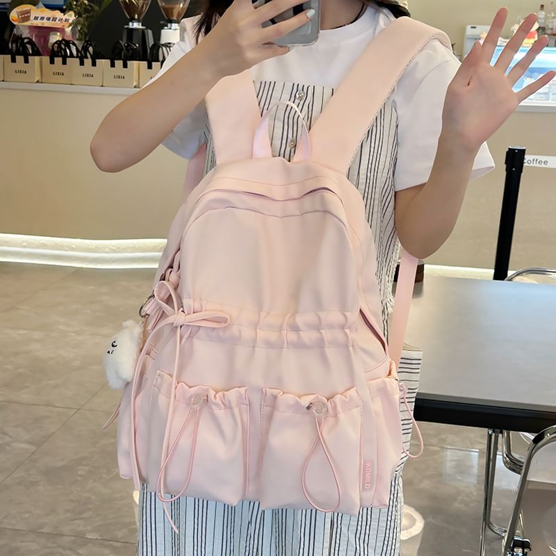 Backpack Bow Nylon Plain Drawstring