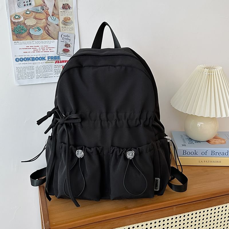 Backpack Bow Nylon Plain Drawstring