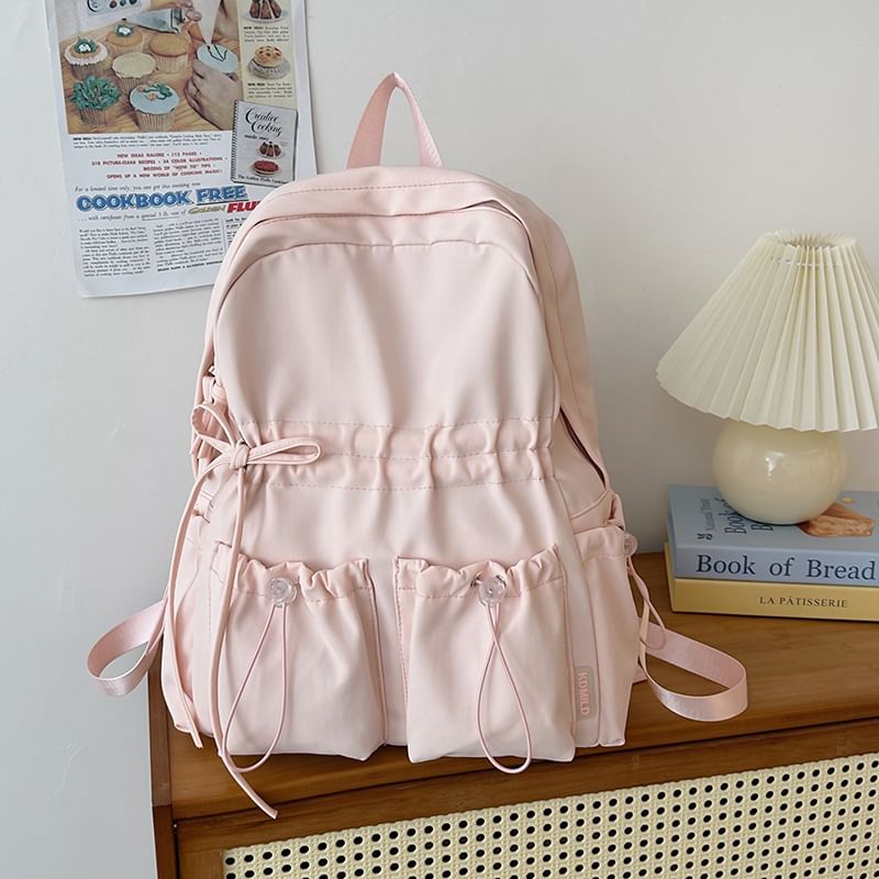 Backpack Bow Nylon Plain Drawstring