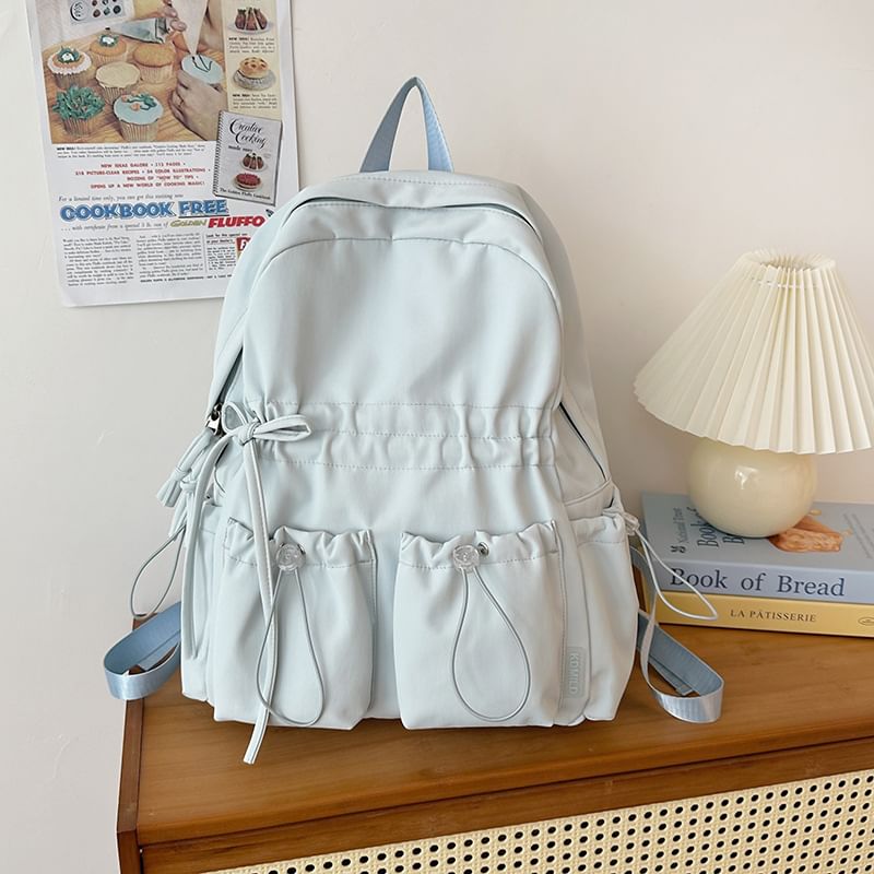 Backpack Bow Nylon Plain Drawstring