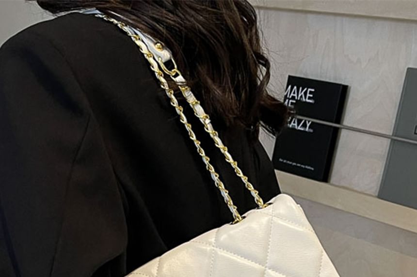 Flap Faux Bag Plain Quilted Crossbody Leather