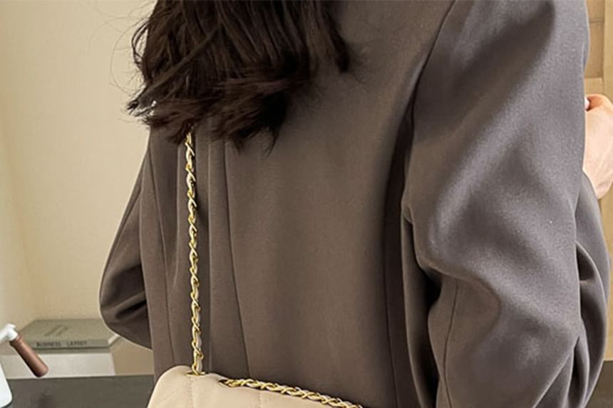 Flap Faux Bag Plain Quilted Crossbody Leather