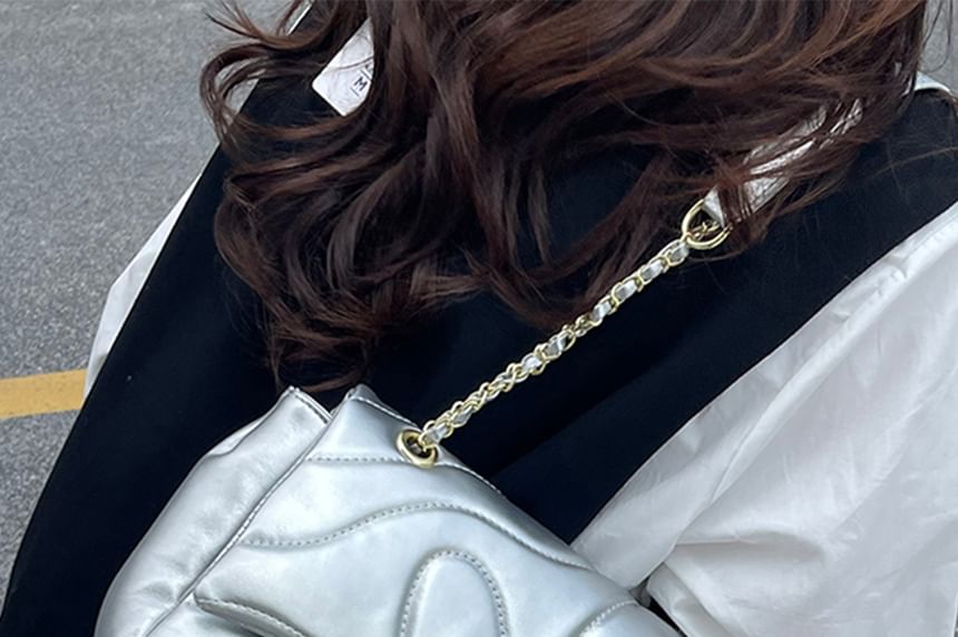 Bag Faux Flap Leather Crossbody Quilted Plain