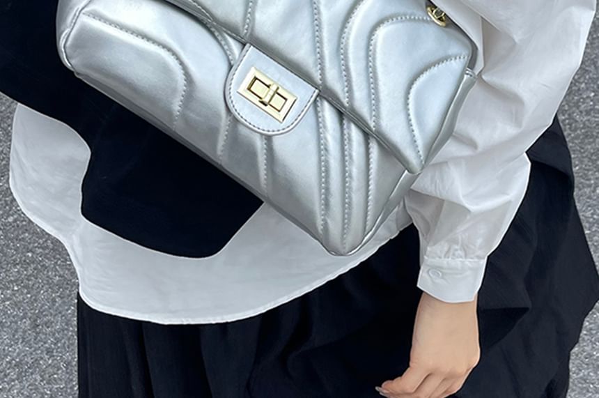 Bag Faux Flap Leather Crossbody Quilted Plain