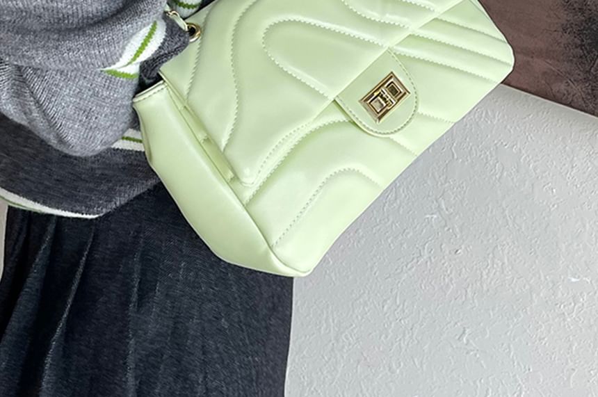 Bag Faux Flap Leather Crossbody Quilted Plain