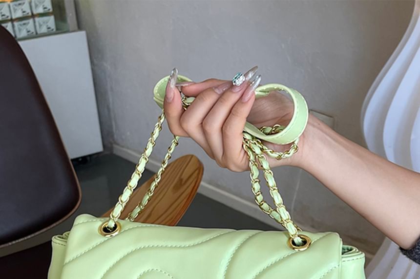 Bag Faux Flap Leather Crossbody Quilted Plain