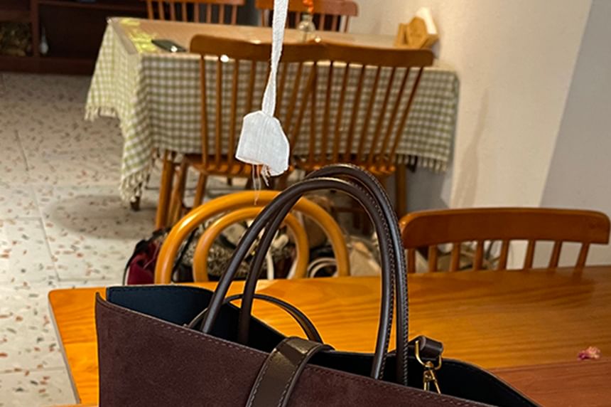 Plain Top Suede Crossbody Faux With Bag Handle Pouch